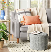 
              Alderson Round Pouf - Threshold: Transitional Footrest, Wool-Blend Cylinder, No Assembly Required
            