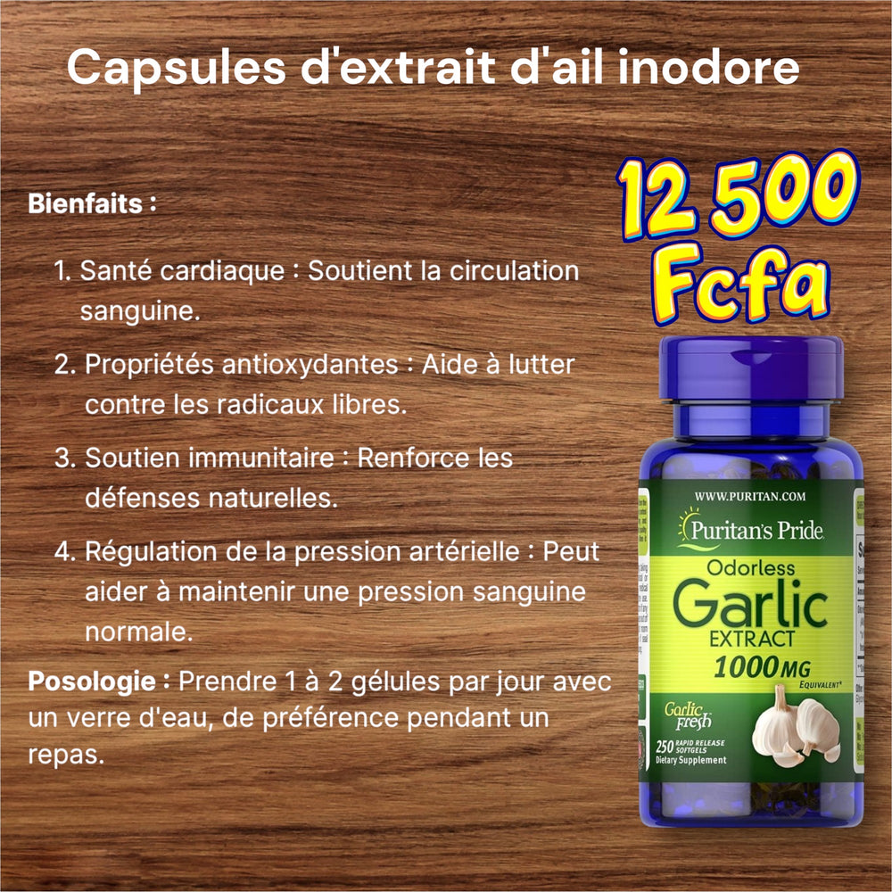 Puritan's Pride Premium Odorless Garlic Fresh 10 mg (1000mg equivalent), Traditional Herb Dietary Supplement for Heart and Circulation Support with Antioxidant Properties, 250 Rapid Release Softgels 08/27