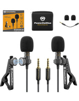 
              PowerDeWise Professional Grade 2 Lavalier Clip-On Microphones Set for Dual Interview
            