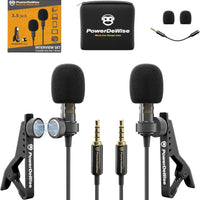 PowerDeWise Professional Grade 2 Lavalier Clip-On Microphones Set for Dual Interview