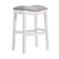 
              Williston Bar Height Stool White - Alaterre Furniture: Upholstered Saddle Seat, Nailhead Trim, Rubberwood
            