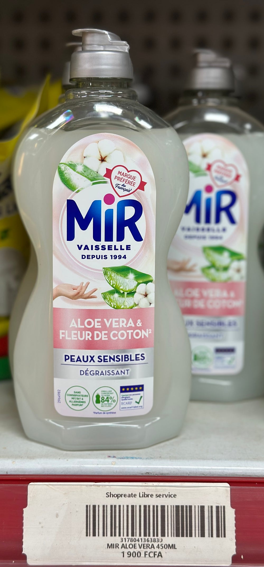 Mir Vaisselle Aloe Vera et Fleur Coton 450g