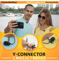 
              PowerDeWise Professional Grade 2 Lavalier Clip-On Microphones Set for Dual Interview
            