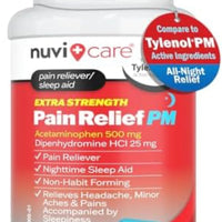 Extra Strength Pain Relief PM & Nighttime Sleep Aid Caplets,(100 count), Acetaminophen 500 mg & Diphenhydramine HCl 25 mg, Non-Habit Forming, Compare to Active ingredients of Tylenol PM DLC: 02/2027