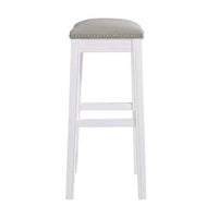 Williston Bar Height Stool White - Alaterre Furniture: Upholstered Saddle Seat, Nailhead Trim, Rubberwood