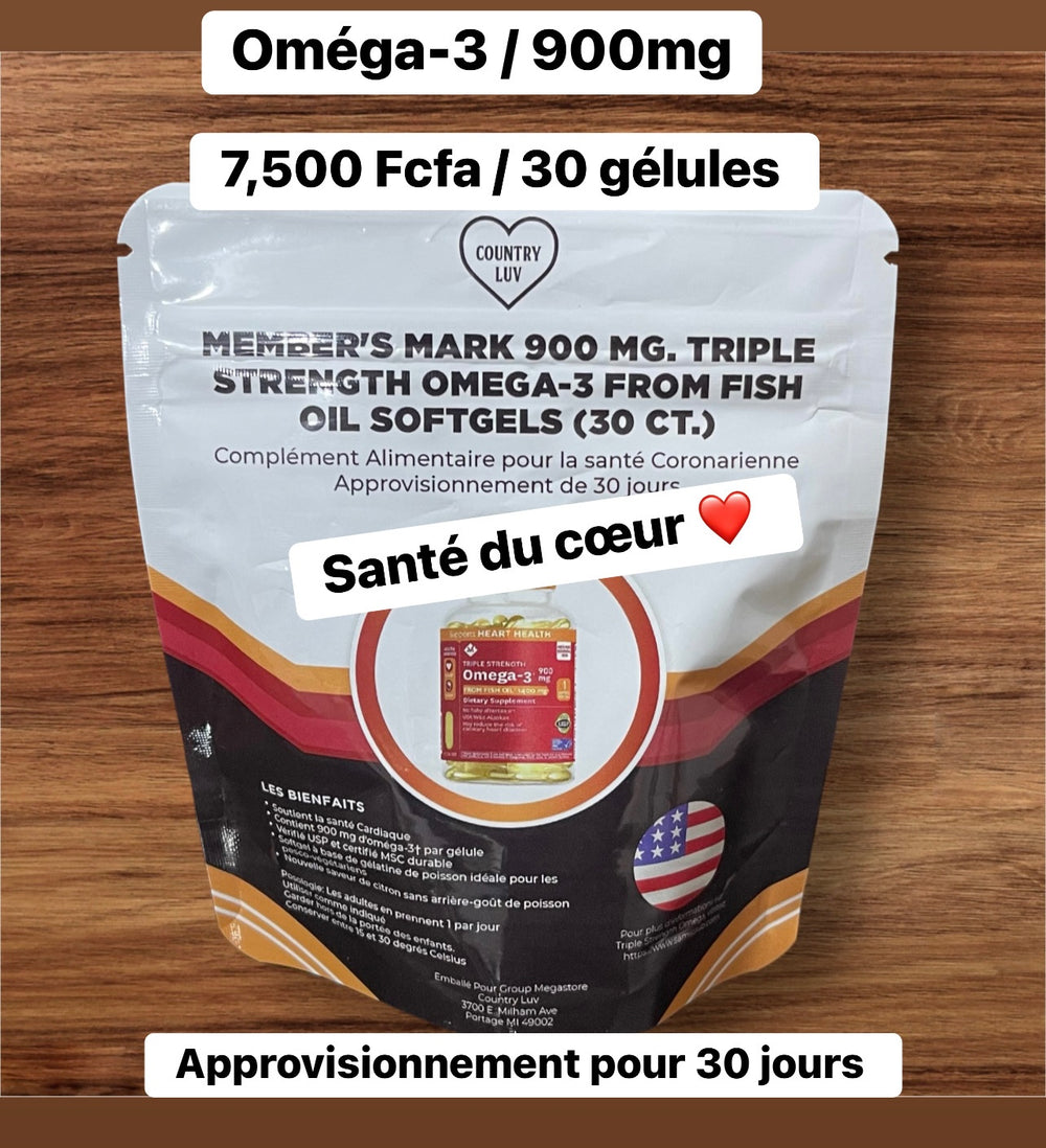 Pointe Noire * Member's Mark 900 mg. Triple Strength Omega-3 from Fish Oil (30 ct.)