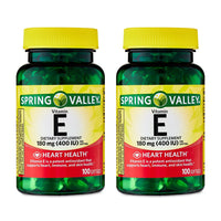 Spring Valley Vitamin E Dietary Supplement Twin Pack, 180 mg, 200 Count DLC: 05/2027