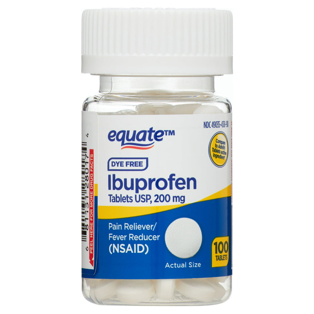 Equate Ibuprofen Pain Reliever/Fever Reducer Coated Tablets, 200mg, 100 Count
