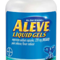 Aleve Liquid Gels Naproxen Sodium Capsules, 220 mg (AINS) Analgésique/Réducteur de fièvre DLC: 10/2026 ko