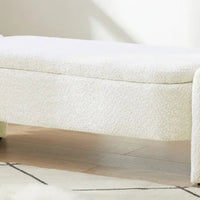 Oval Storage Bench,3D Lamb Fleece Fabric Ottoman Bench with Large Storage Space,Storage Ottoman for Living Room,Entryway,Bedroom,Cream White