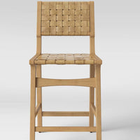 Ceylon Woven Counter Height Barstool Natural - Threshold: Rubberwood Frame, 24" Seat Height