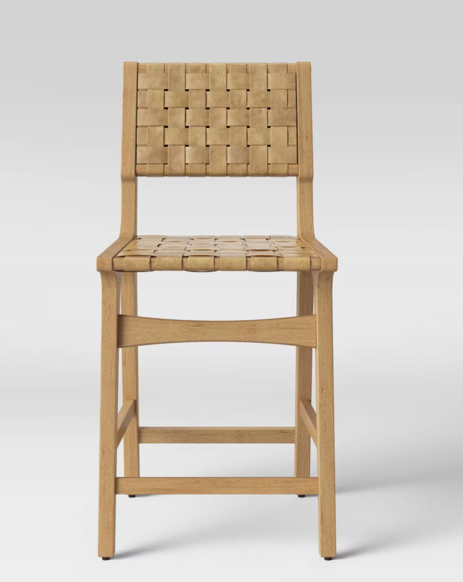 Ceylon Woven Counter Height Barstool Natural - Threshold: Rubberwood Frame, 24