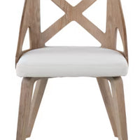 Set of 2 Charlotte Dining Chairs: Elegant Farmhouse Style, Cream Upholstery, Wood Frame - LumiSource LPFN978394