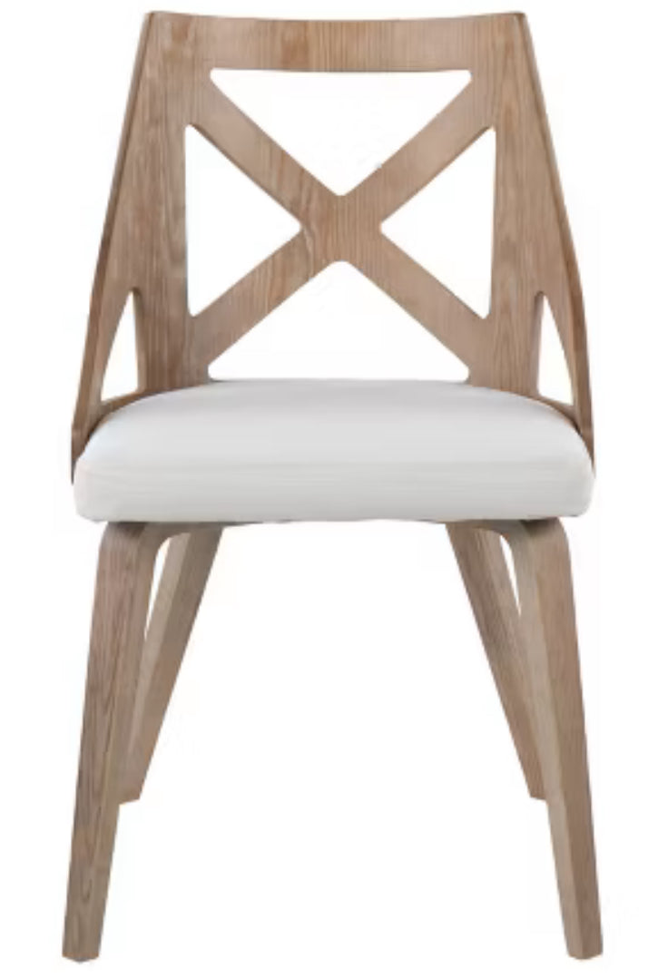 Set of 2 Charlotte Dining Chairs: Elegant Farmhouse Style, Cream Upholstery, Wood Frame - LumiSource LPFN978394