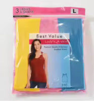 
              3 Pack Mixte Couleurs Femmes 100% Coton Basic Tank Top Chemises Sans manches Size L
            