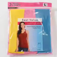 3 Pack Mixte Couleurs Femmes 100% Coton Basic Tank Top Chemises Sans manches Size L