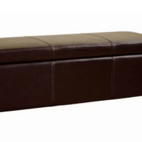 Full Faux Leather Storage Bench Ottoman with Stitching Dark Brown - Baxton Studio