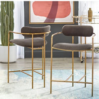 24" Set Retro Velvet Counter Height Barstools - Buylateral ( L 47cm, La 40cm, H 80cm)