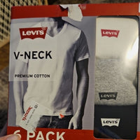 NIB Levis 6 Pack Mens V-Neck Premium Cotton T-SHIRTS L White Grey Black