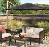 
              11'x11' Offset Patio Umbrella Black - Light Wood Pole - Threshold
            
