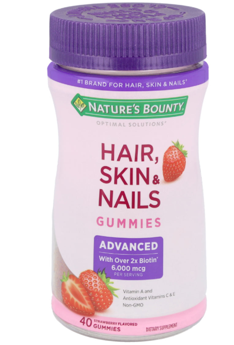Nature's Bounty® Optimal Solutions® Advanced Hair, Skin & Nails Gummies (Strawberry) 40 Gummies DLC: Nov26