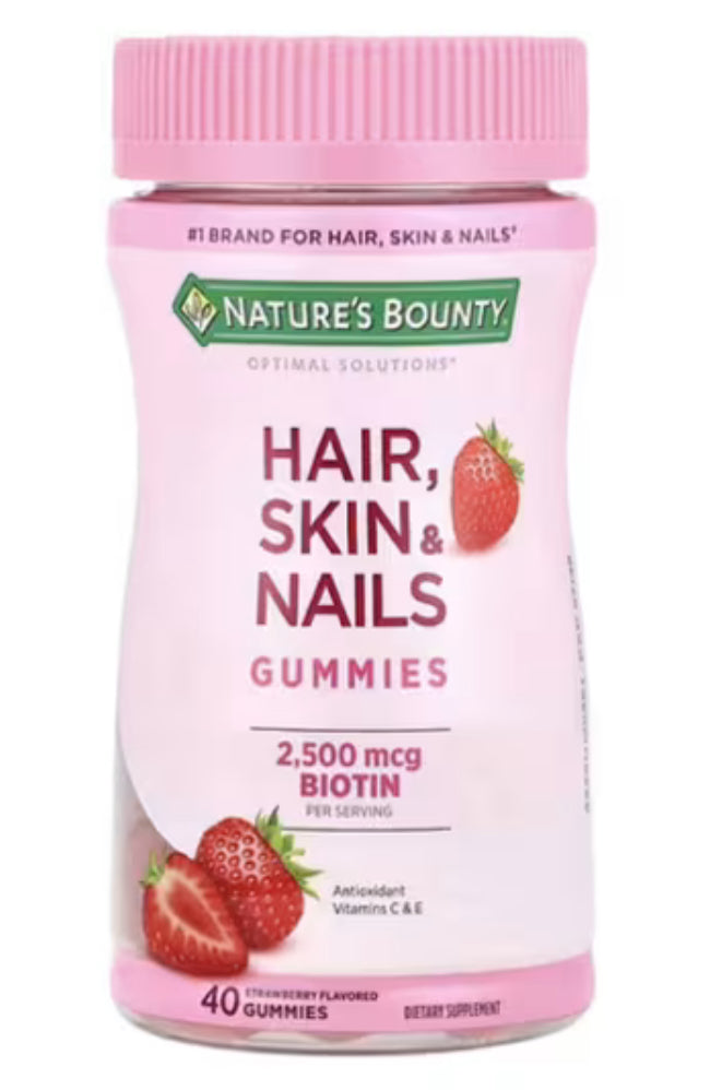 Natures Bounty Hair Skin Nails Gummies Suplemento 40 Gummies DLC: Janv27