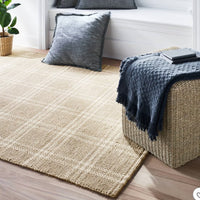 5'x7' Cottonwood Handwoven Plaid Wool/Cotton Area Rug Neutral - Threshold™ desig (2m x 1m60)