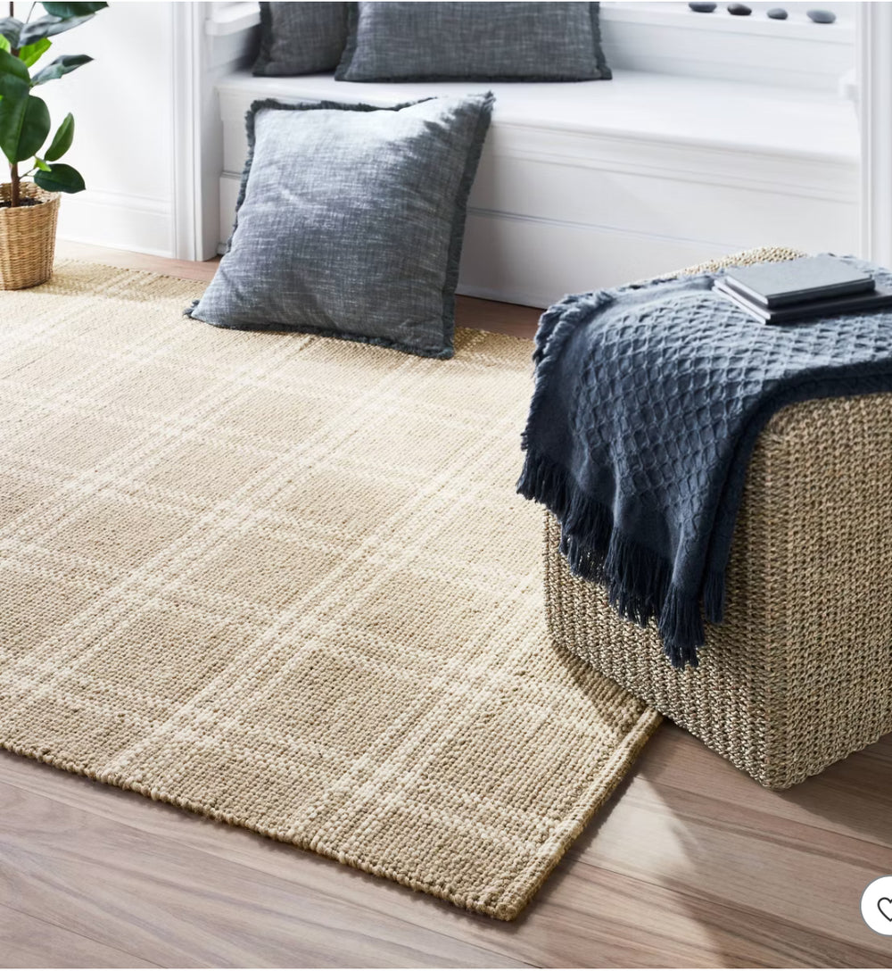 5'x7' Cottonwood Handwoven Plaid Wool/Cotton Area Rug Neutral - Threshold™ desig (2m x 1m60)