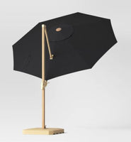 
              11'x11' Offset Patio Umbrella Black - Light Wood Pole - Threshold
            