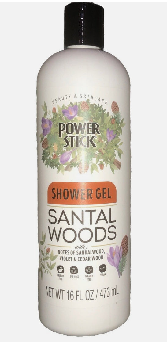 Power Stick Shower Gel Santal Woods W Sandalwood/Violet/Cedar Wood 16oz-See Belo 473ml