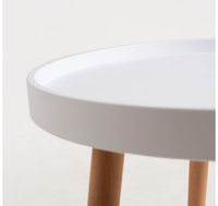 
              Round Tray Table 50 cm, Bedroom Balcony Coffee Table Sofa End Table – White, Pink, Blue Plastic Top, Beech Wood Legs Original Table (Size: 50 x 50 x 35 cm)
            