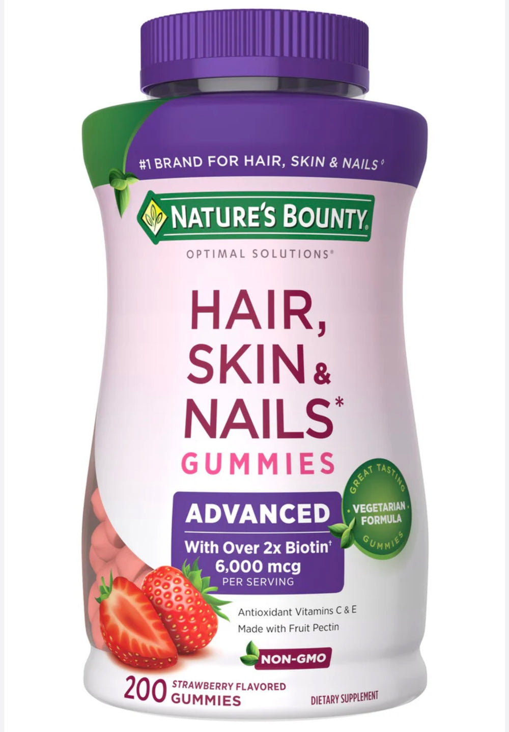 Advanced Hair, Skin and Nails Pectin 6000 mcg  (200 Gummies) DLC: 10/26