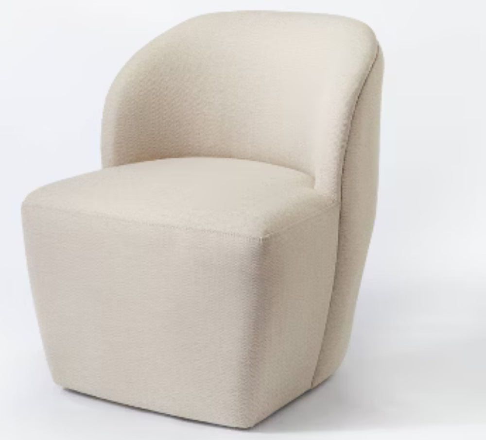 Pasadena Swivel Accent Chair Tan Herringbone - Threshold designed with Studio McGee: Curved Back, No Assembly Required