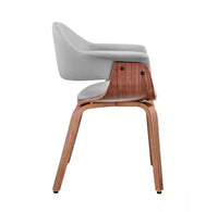 
              Adalyn Grey Faux Leather and Walnut Wood Dining Room Accent Chair
            