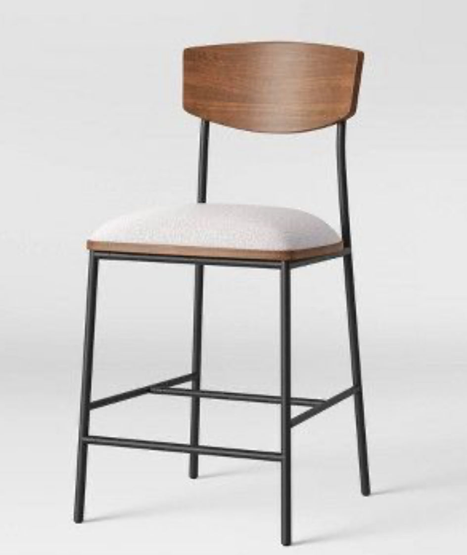 Telstar Mid-Century Modern Mixed Material Counter Height Barstool Beige - Threshold (96.5cm x 47.6cm x 53.3cm)