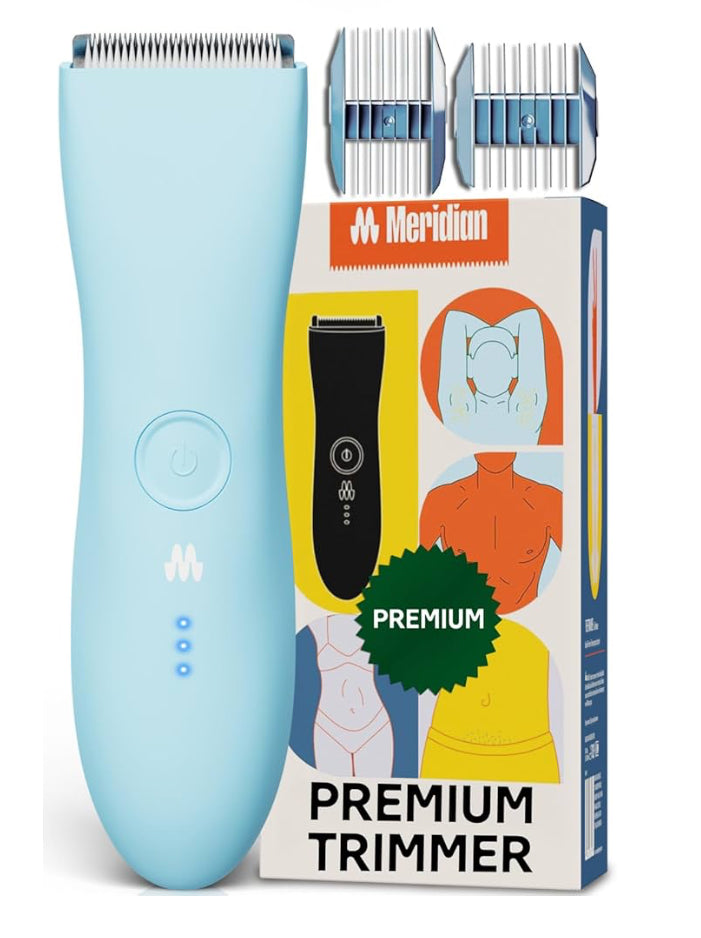 MERIDIAN Premium Trimmer for Men and Women, USB C Charging, Travel Lock, 6 Colors Available, Sky