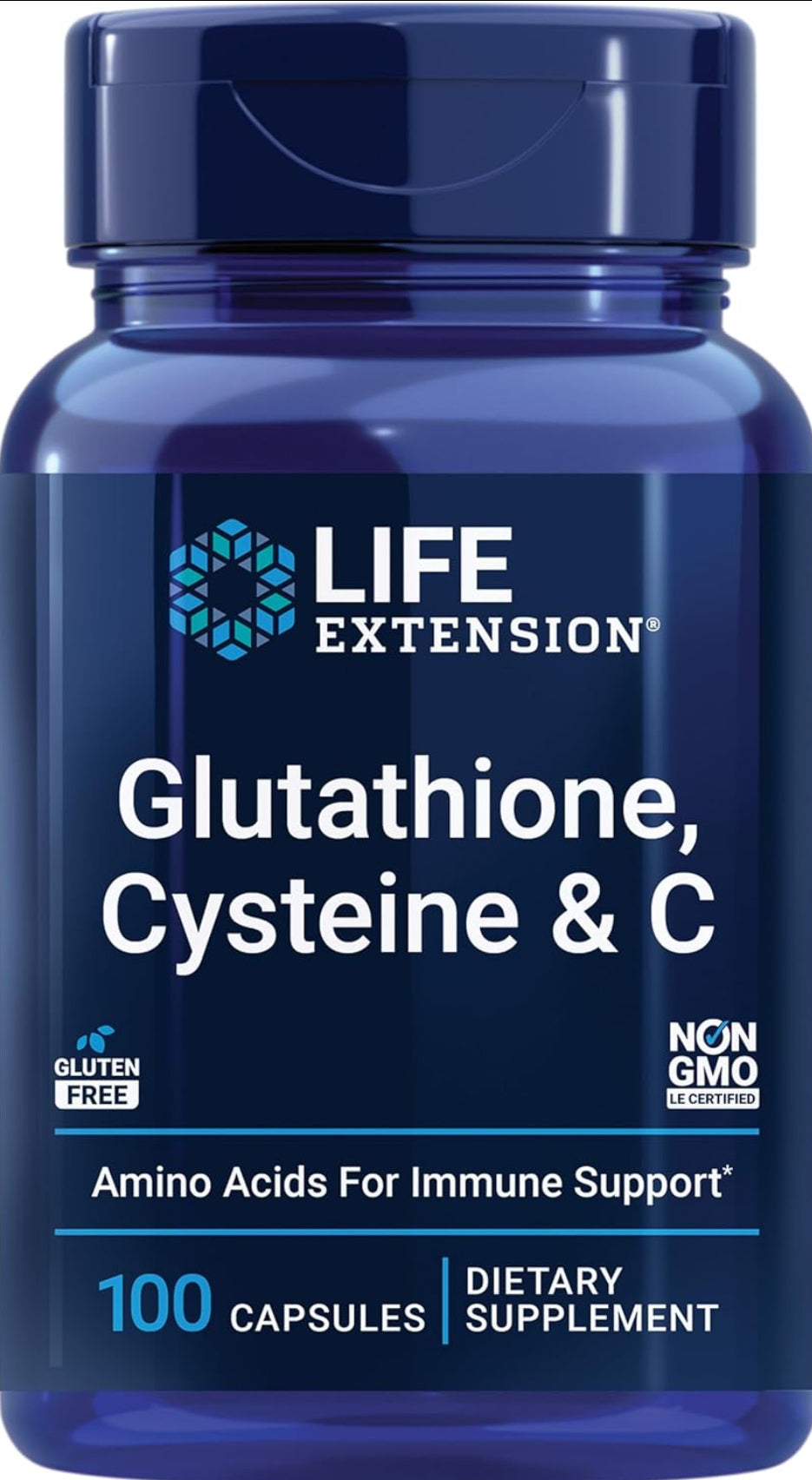 Life Extension Glutathione, Cysteine & C - Antioxidant Supplement with Vitamin C, L-Glutathione Reduced & L-Cysteine - For Liver Health Support & Detox - Gluten Free, Non-GMO - (100 Capsules) DLC: Oct25