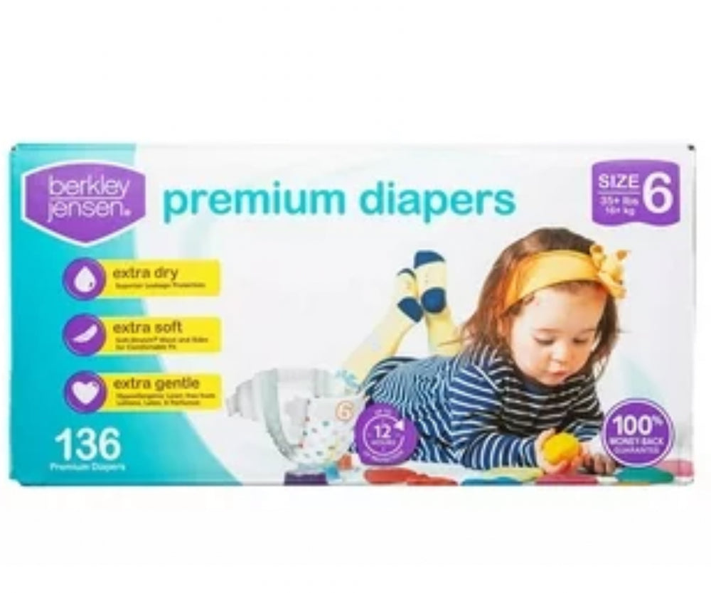Berkley Jensen Premium Diapers, Size 6/ 136 ct