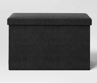 
              Collapsible Double Dorm Storage Ottoman Black - Room Essentials
            