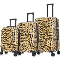 InUSA PRINTS Lightweight Hardside Large Checked Spinner Suitcase - Cheetah 3 pièces