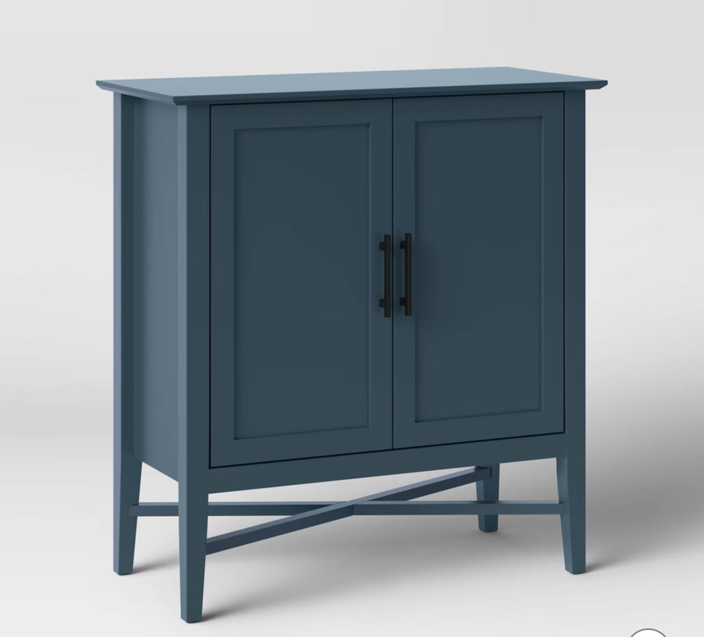 Elloree Storage Cabinet Navy - Threshold: Home Office Organizer with Divided Interior, Pine Frame (81.3 x 35.5 x 76.2 cm)