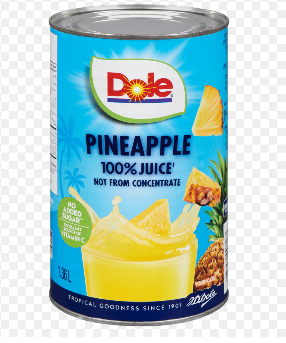 DOLE® PINEAPPLE JUICE
Jus d’ananas 1.36l DLC: Août 26