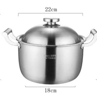 Stockpot,304 Stainless Steel Stock Pot with Lid,No Chemical Coating,Binaural Handle,Suitable for All Stove Tops,3 Size (Size : 22cm*14cm)