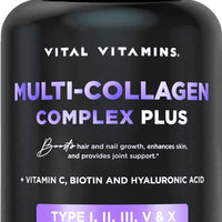 (Copie) Vital Vitamins Multi Collagen Plus - Biotin, Hyaluronic Acid, Vitamin C - Collagen for Women & Men - Hair Growth Support Supplement - Skin, Nails Beauty Complex - (150 Pills) DLC: Avril27 Congo