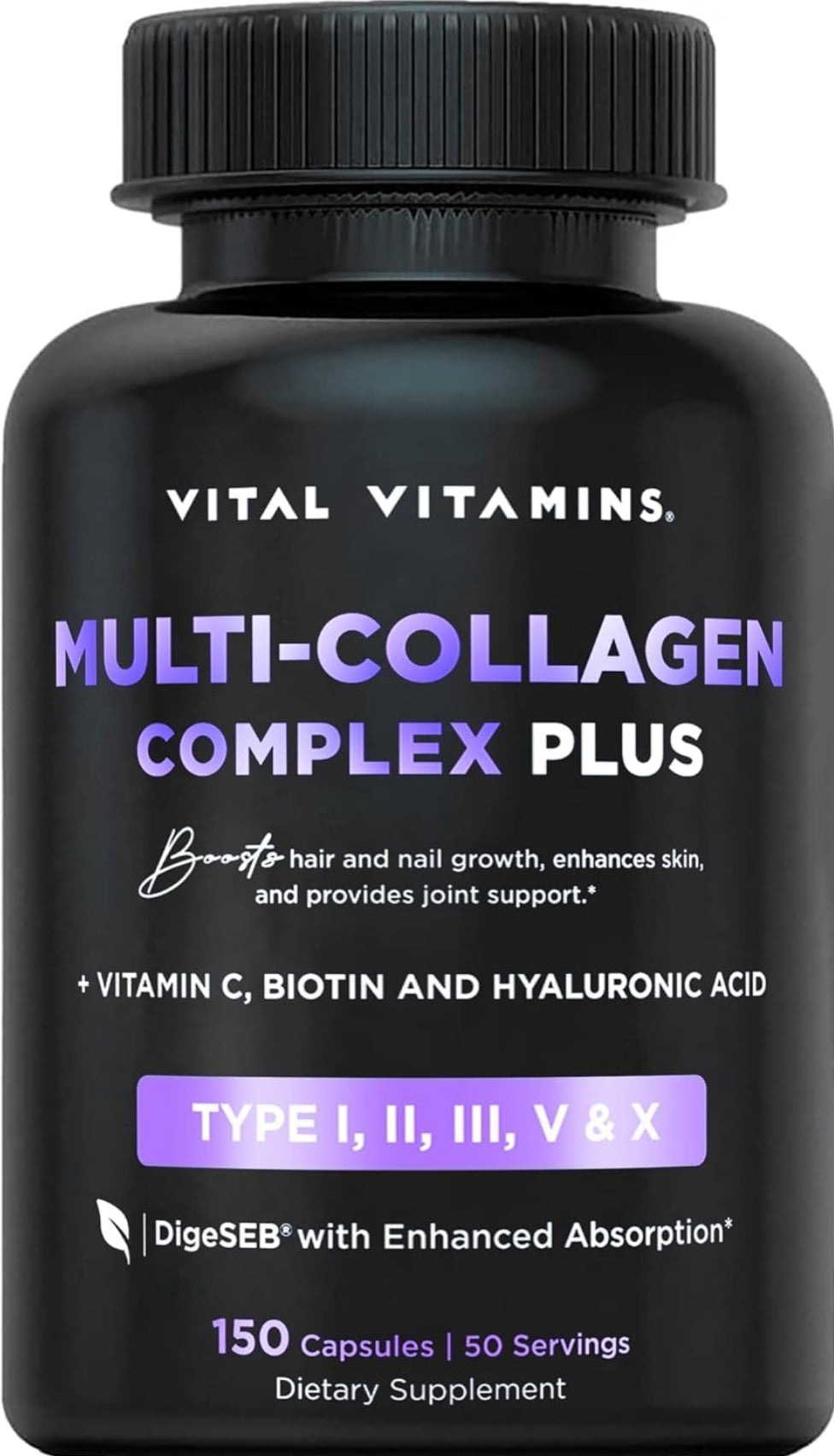 (Copie) Vital Vitamins Multi Collagen Plus - Biotin, Hyaluronic Acid, Vitamin C - Collagen for Women & Men - Hair Growth Support Supplement - Skin, Nails Beauty Complex - (150 Pills) DLC: Avril27 Congo