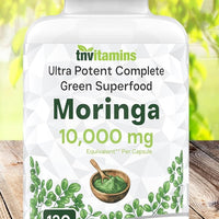 Moringa Capsules 10,000 mg - 120 Capsules | Pure Moringa Oleifera Leaf Powder Supplement | Powerful Green Superfood | Super Greens Powder Pills | Non-GMO, Made in The USA! DLC: 01/27