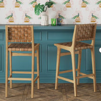 
              Ceylon Woven and Wood Barstool Natural - Threshold
            