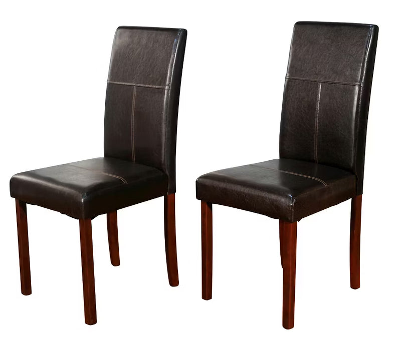 Buylateral Set of 2 Newark Parson Dining Chairs Brown: Rubberwood Frame, High Back, Modern Style