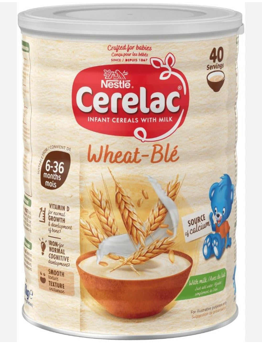Nestlé Cerelac Blé Bébé Céréale au Lait, 6 mois+ (1 kg) DLC: Avri26
