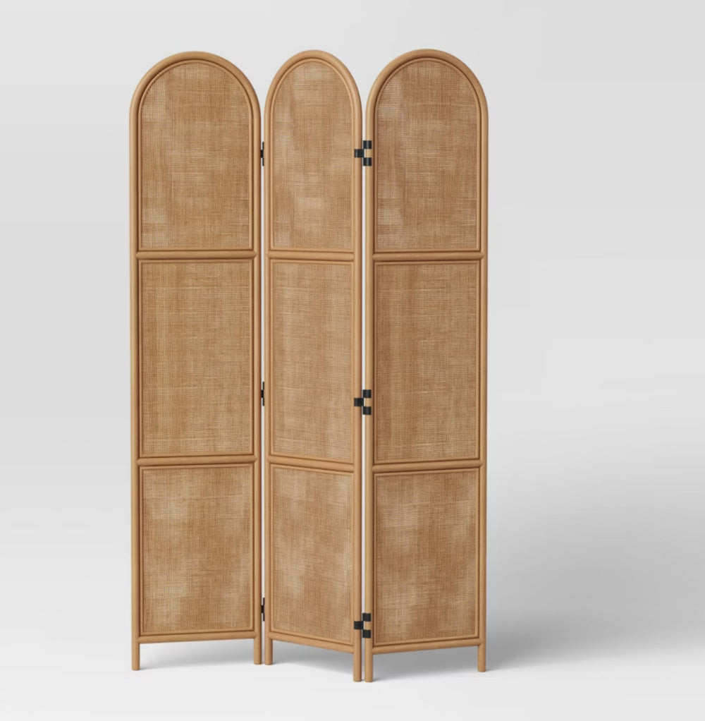Corrie Rattan Room Divider Light Brown - Threshold: Privacy Screen, No Assembly Required (120.3 cm W x 2.8 cm D x 183 cm H)